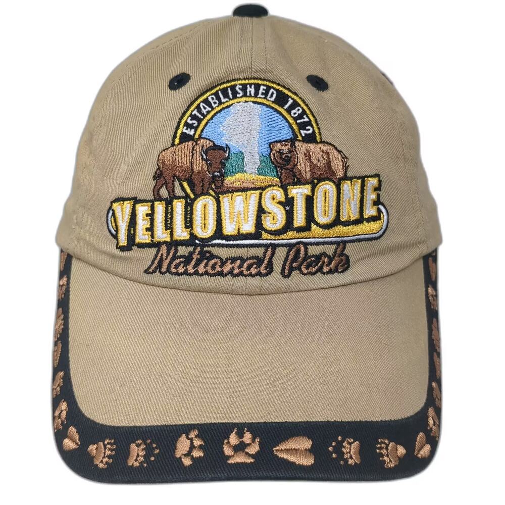 West Coast Novelty Yellowstone National Park Baseball Cap Beige Black OS Hat